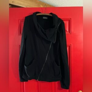POL (from ModCloth) Black Asymmetrical Zip Jacket size large